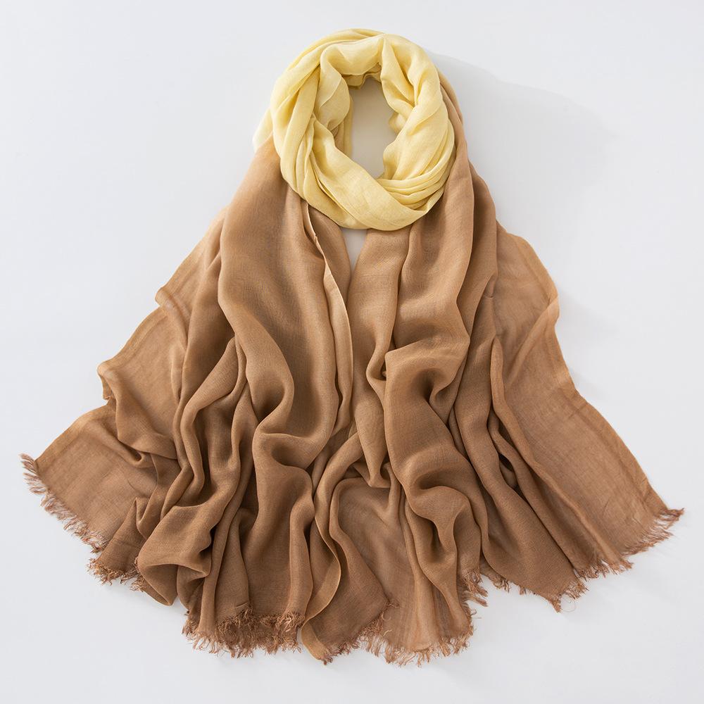 Autumn And Winter Tie-Dye Human Cotton Segment-Dyed Scarf Bamboo Cotton Two-Color Beach Outdoor Sports Sunscreen Silk Scarf Shawl