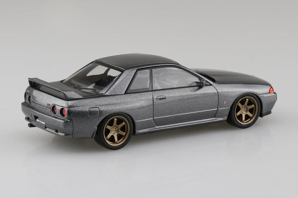 Aoshima Bunka Kyozai Rakupura Snap Kit Nissan R32 Skyline Custom Wheel Gray Scale Plastic Model Kit Co., Ltd. (AOSHIMA) No. 14CU-GG GT-R (Gunmetal