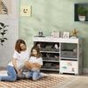 Kids Toy Storage Unit with 11 Bins, Cabinet, Top Shelves, 3 Stickers, for Nursery, Playroom, White