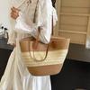 Stroh gewebte Einkaufstasche große Kapazität Damen Tasche Strandtasche Schultertasche