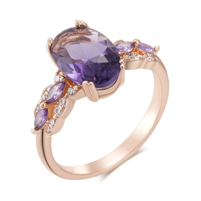 Сверкающий Фиолетовый Овальный Натуральный Циркон Свадебный Для Женщин Мода Цвет Розовое Золото Винтажный Вечеринка Ежедневные Украшения 7