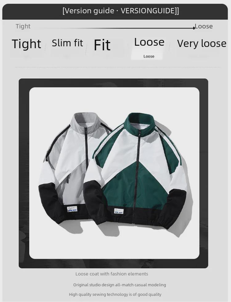 Men's Color Block Casual Sports Jacket - Versatile Spring & Autumn Coat