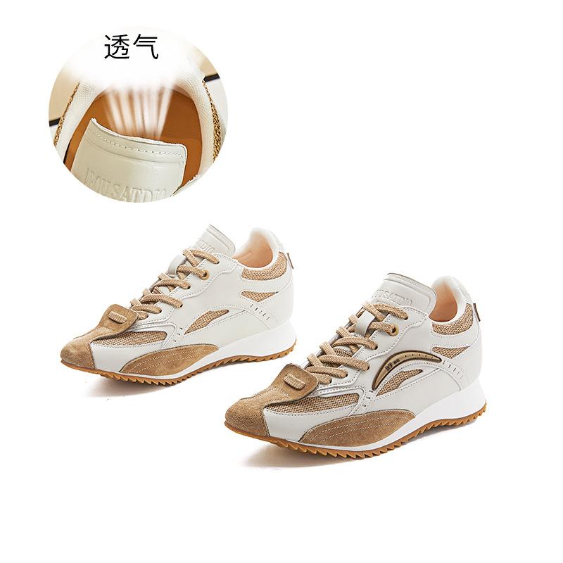 Leather dad shoes women's autumn new pointed versatile sports shoes women's casual platform shoes fashion women's shoes trend