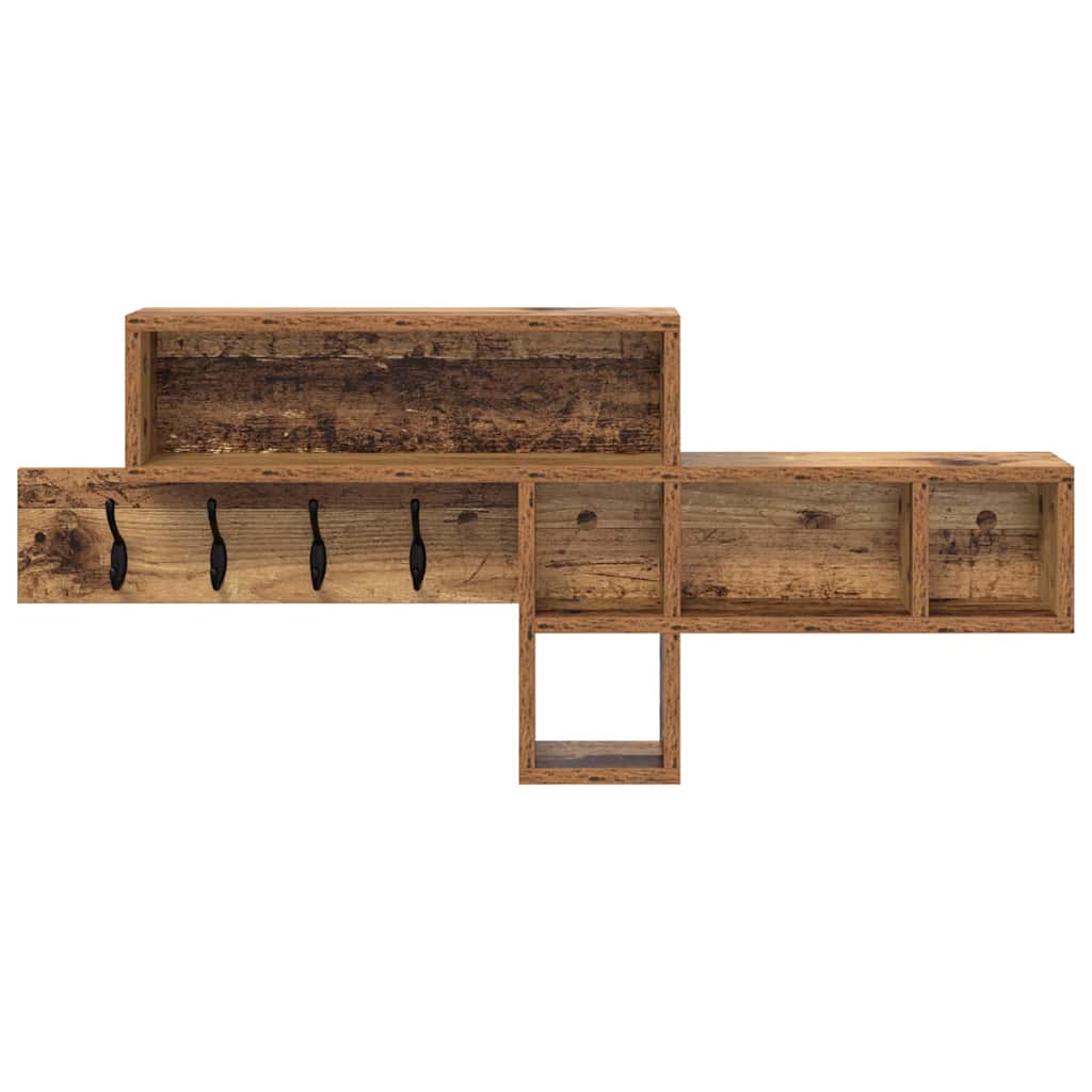 Wall Mounted Nightstand with Shelf Reclaimed Wood Look 100 x 12 x 43.5 cm