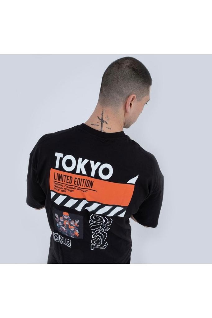 Herren-Shorts in Übergröße und Bermuda-Shorts in Übergröße, Sonderproduktion, Tokyo-Rückseite, bedruckt, Doppeltaschen, Oversize-Herren-T-Shirt-Bermuda-Shorts-Set