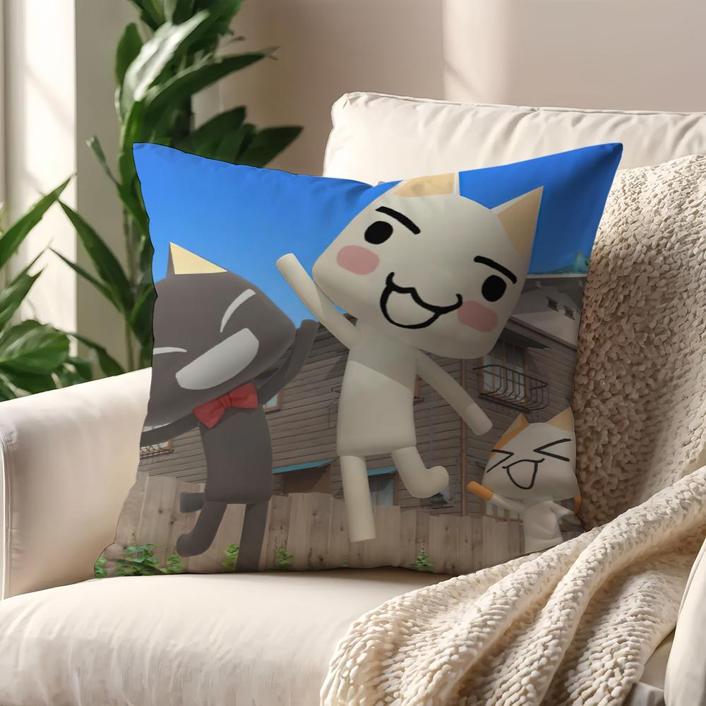 Cartoon Toro Inoue Cute cat cushion cover Pillow Case Pillowcase Soft Skin Friendly & Comfortable with a Hidden Zipper