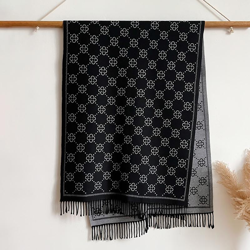 Brands Jacquard Design Winter Two-Sided Scarf Cashmere Soft Warm Long Fringe Pashmina Shawl Coldproof Windproof Blanket Scarf