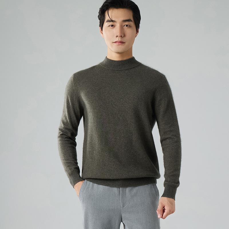 New semi-turtleneck cashmere sweater thickened pullover sweater loose inside with wool base