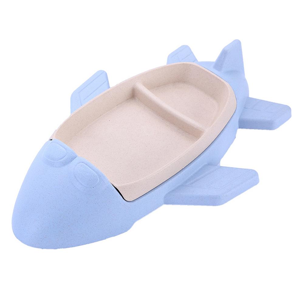 

Cute Cartoon Plane Shape Plate Cutlery Feeding Compartment Tableware Nordic blue #1