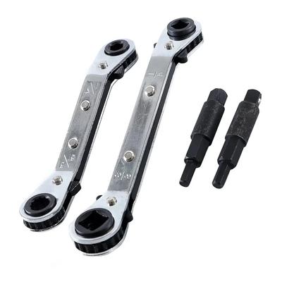 5/16'' 1/4'' Refrigeration Hvac Service Wrench Set+Hex 3/8" To 1/4" High Carbon Steel Heat Treated And Black Coated Sturdy