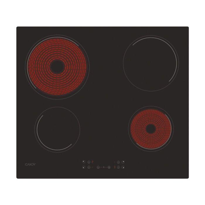 Płyta ceramiczna CANDY CH64CCB - 4 pola grzewcze - Szer. 56 x Gł. 49 cm - Czarna szklana powierzchnia