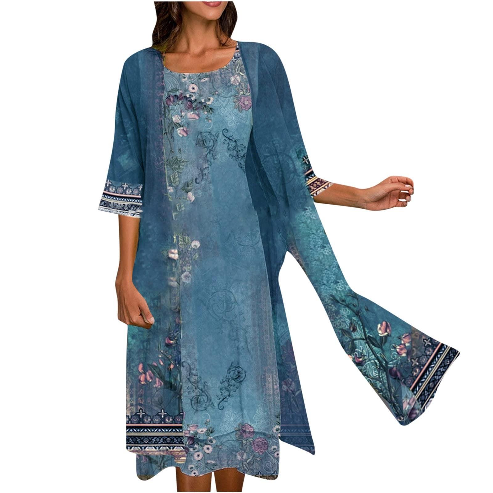 

Женская майка без рукавов с принтом, шифоновый кардиган, комплект праздничного платья для женщин L синий