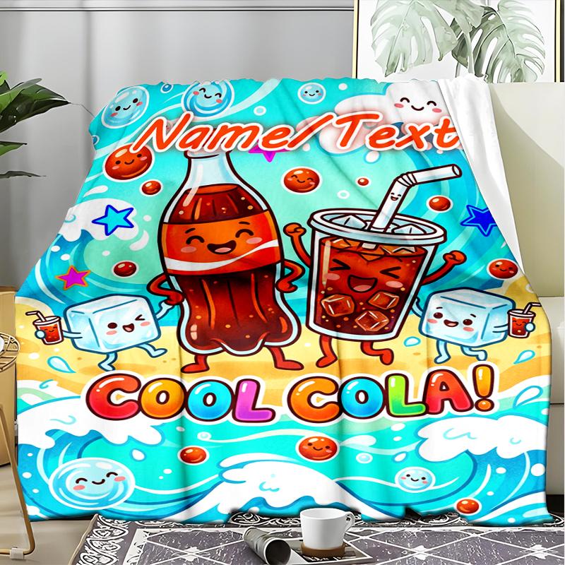 1PC Custom Name Cool Cola Adventure Outdooor Flannel Blankets Throw Blanket All-Season Throw Gift Bedspread for Couch, Bed, Camping Holiday Birthda