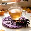 Coffee And Tea Cup Coaster Halloween Spider Web Coaster Handmade Crochet Heat Resistant Drink Mat for Crocheted Yarn Pad Table Spooky Gothic