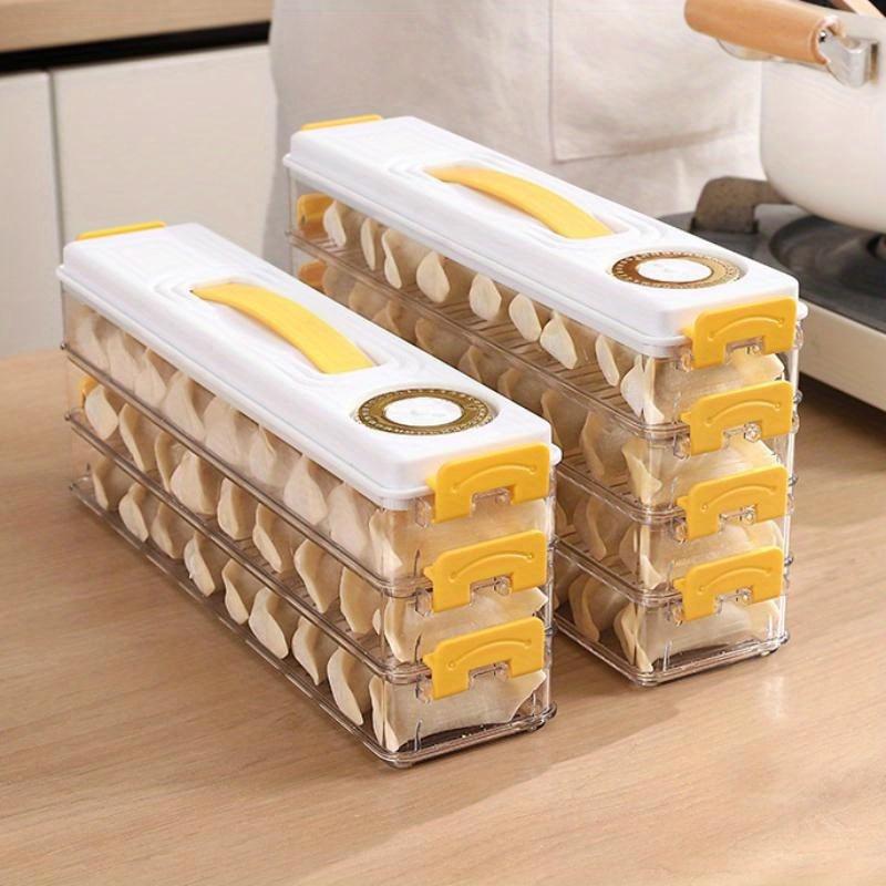 Utrymmesbesparande förvaringslåda för färskhållning av dumplings Flerlagers hållare för dumplingsfodral Non-stick med datumpost för litet kylskåp