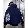 Dragon Element Print Pocket Hooded Sweatshirt Is Suitable for Daily Holiday Outdoor Wear, Autumn And Winter Thickened Men'S Print Hoodie