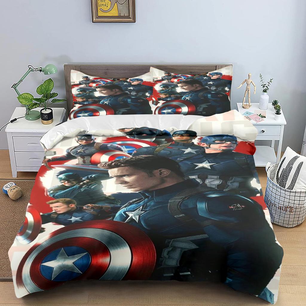 Anime Captain America Duvet Cover Set Kids Comforter Boys Bedding Children'S Bedding Set Quilt Cover Single Large King Size