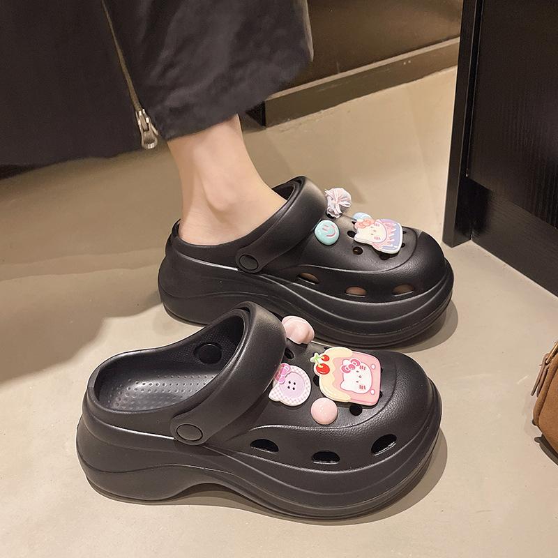 Hole shoes women's platform bag head sandals cartoon year fashion casual cute shoes summer height increase two wear beach