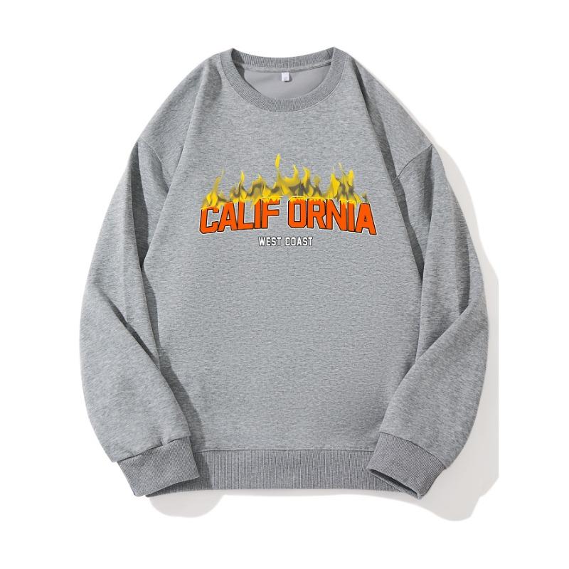 

CALIF Модный принтованный топ, повседневная спортивная одежда на осень и зиму, хлопковая толстовка XXL слоновая кость