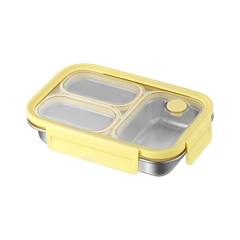 Clear Lid Lunch Box with 316L Steel Tray, 3 Section Food Container, 0.8 Liter Capacity for Daily Lunch Use by Adults