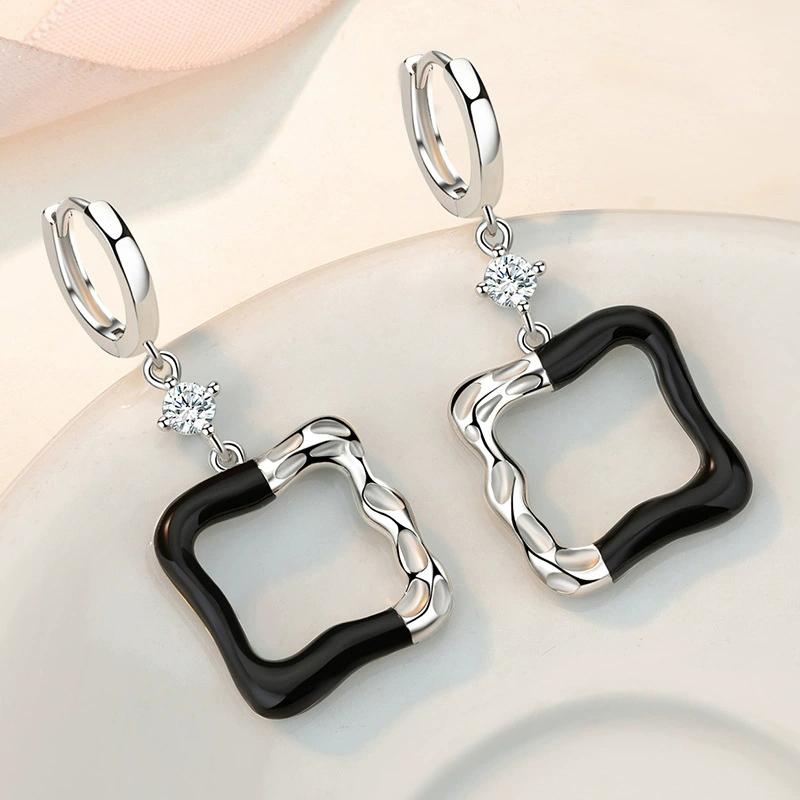 Personalized New Irregular Geometry Earrings Fashion Versatile French Earring Exaggerated 925 Silver Ear Buckle For Female