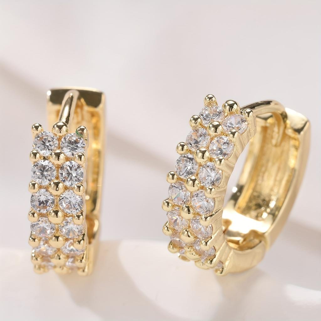 Małe Kolczyki Koła z Podwójnym Rzędem Cyrkonii Prosty i Elegancki Styl Kolczyki na Randkę