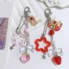 Lovely Style Fruit Keychain 3D Acrylic Peach/Strawberry Charm Versatile Bag Decoration Elegant Birthday Present