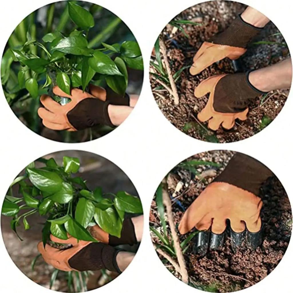 1Pair- Gardening Gloves with Claws Digging Planting Protective Latex Gloves Durable Waterproof Prick-proof Permeable Home Labor