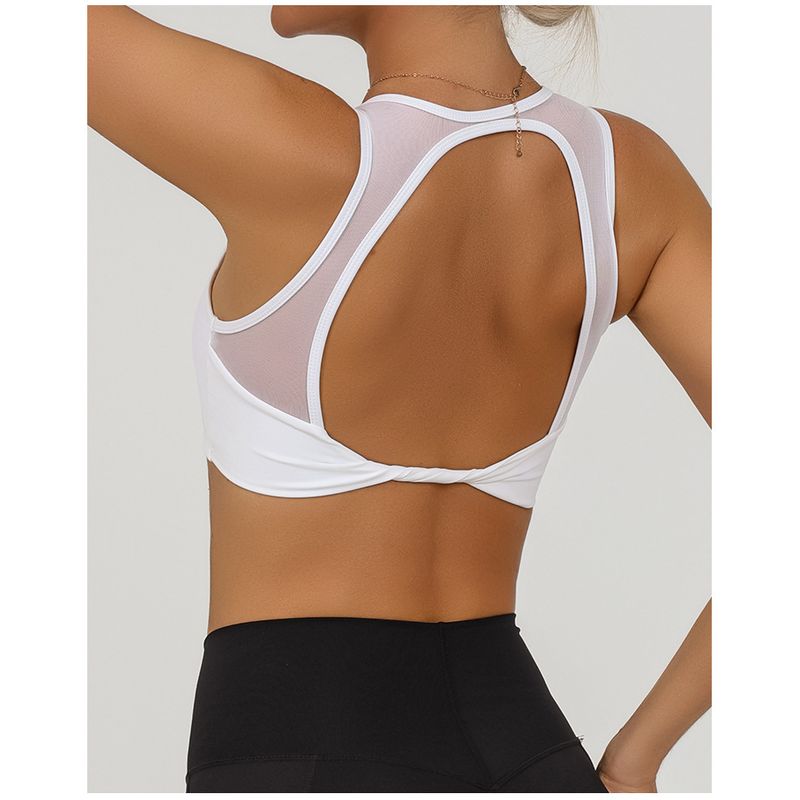 

Sports Bra Fitness Vest for Women with Chest Pad High Elastic Breathability Push up Mesh Yoga Intimates Quick-Drying Tops Open Back S White