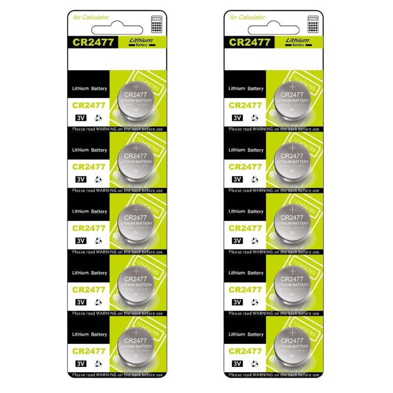 10/5Pcs CR2477 Button Cell Batteries High Performances 3V Power for Electronics Toys and Remote Controls Watches