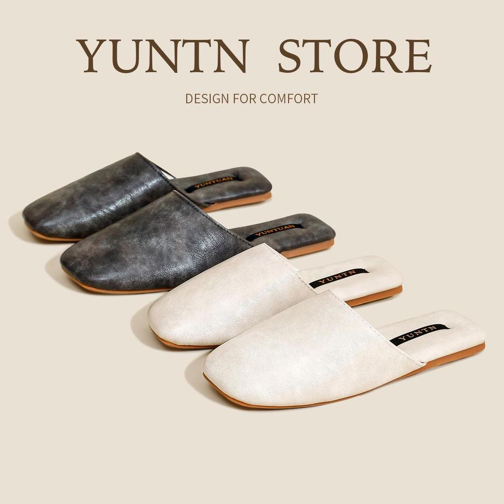 Cloud Group Autumn Minimalist Leather Slippers: Unisex, Non-Slip, All-Season Indoor Shoes