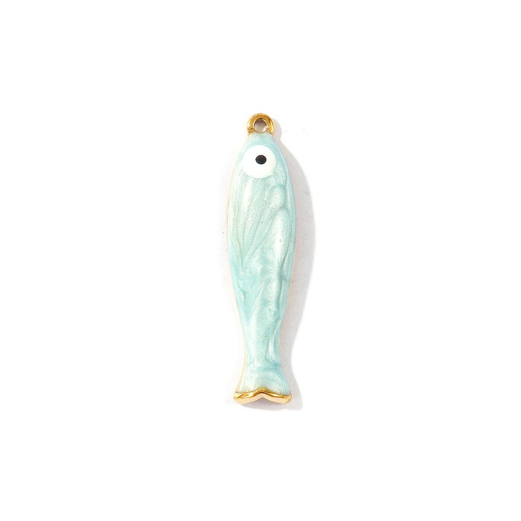 2 Pezzi Smalto Impermeabile Perlescente Pesce Acciaio Inossidabile 304 Charms Gioielli Oceano Pendenti Placcati Oro 18K Per Creazione Collane Fai da Te