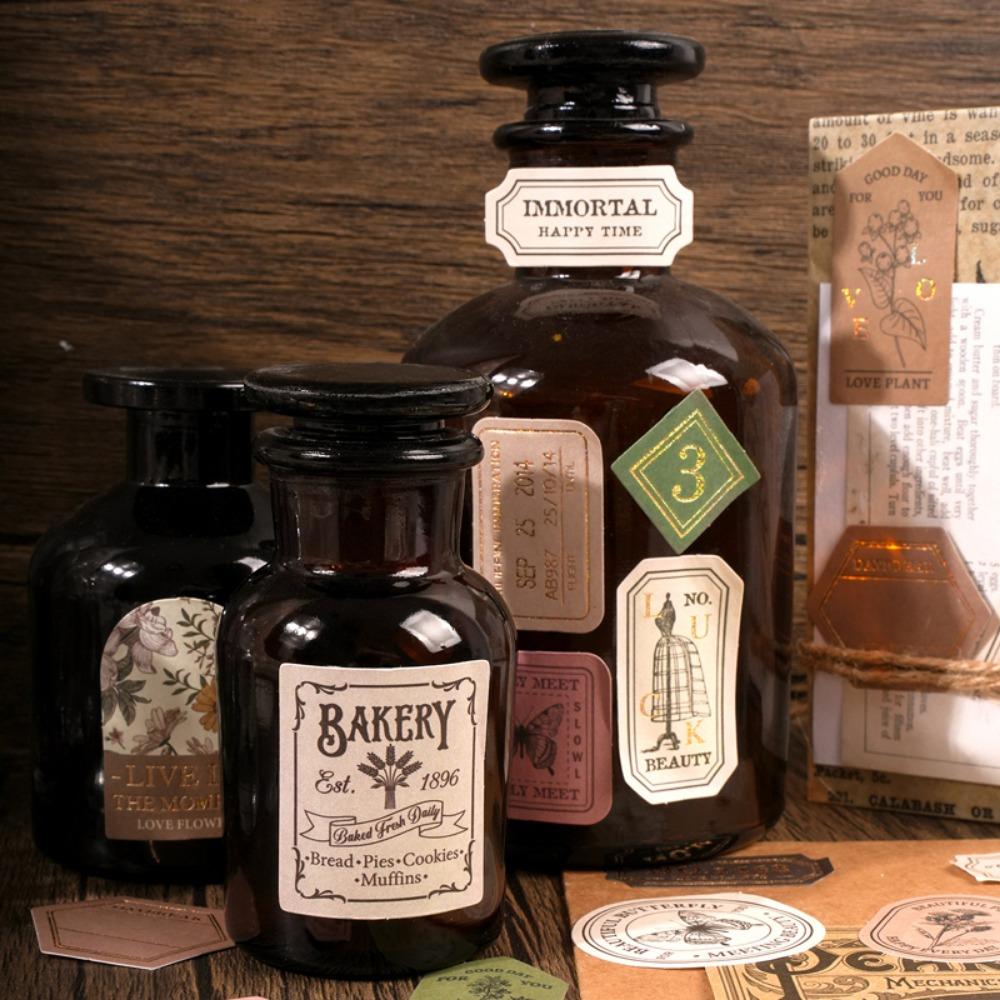 Light Retro Label Box Stickers Writable Sealing Sticker Decoration Handbook Stickers Aesthetic Stationery 40pcs/box