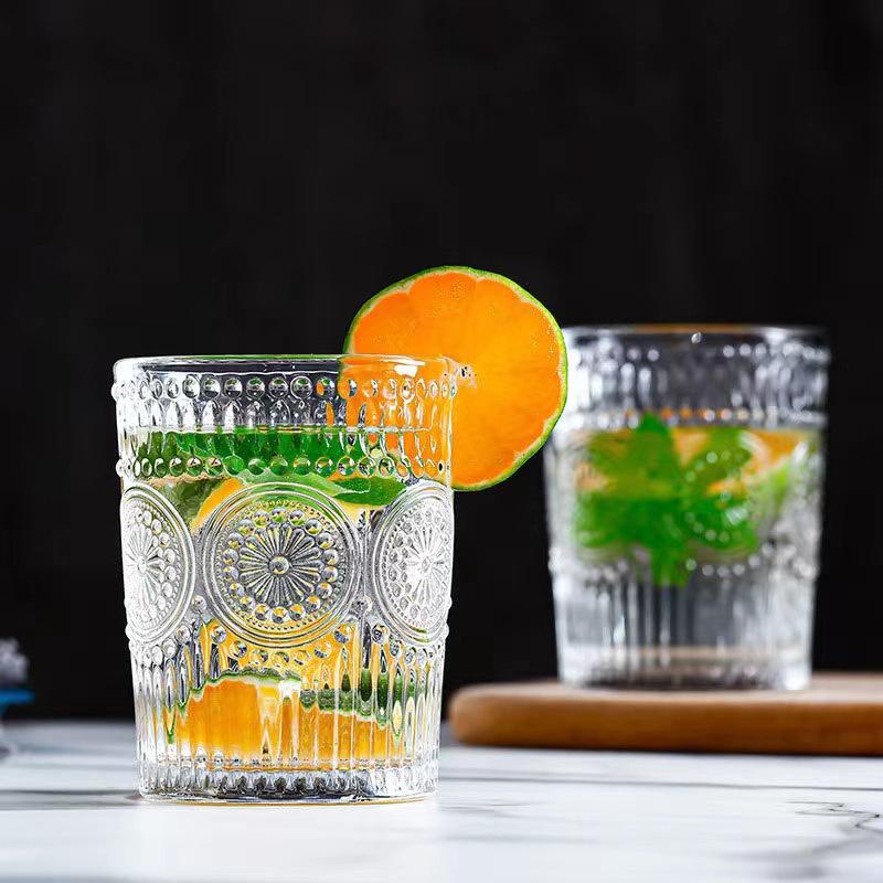 Sunflower Glass Water Cup - European Style Relief Design for Juice, Beverage, or Milk. Ideal for Home or Office. Free Shipping Included.