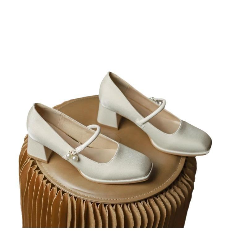 Wedding Shoes Bridal Shoes New Mary Jane Wedding Wedding Dress Bridesmaid Shoes Thick Heel Not Tired Feet High Heels Women