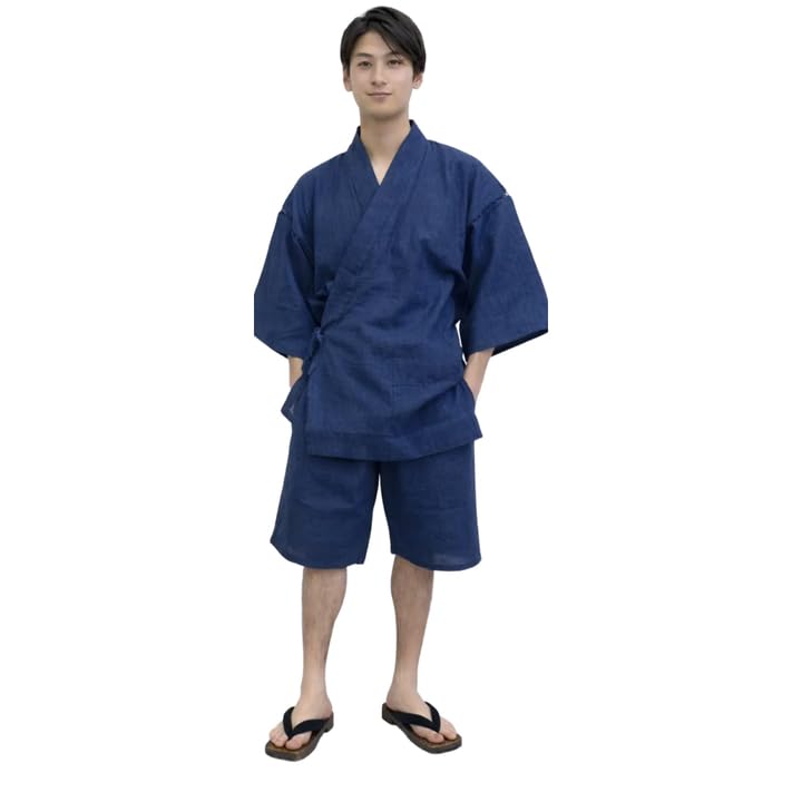 Erin Japan - Japanese Selected Goods - Men's Jinbei Japanese Summer Shijira Top And Bottom Shijira Weave Japanese Fireworks Summer Festival [Wayuraku] (Traditional Wear) - Weave, Set,