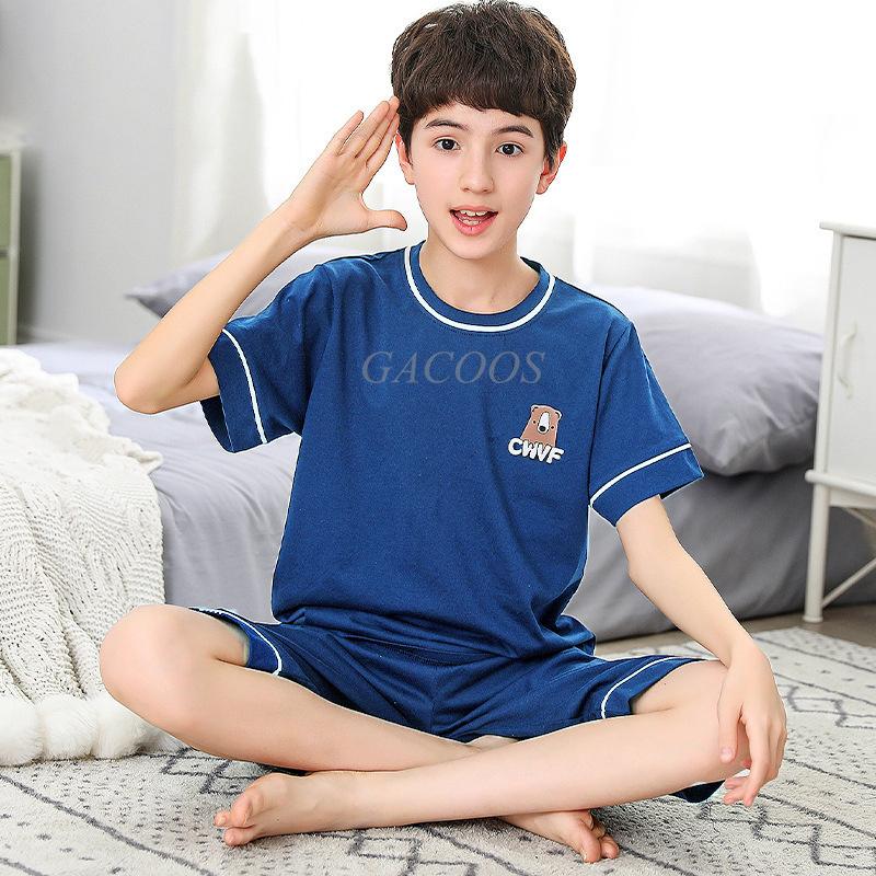 Baby Boys Pajamas Summer Short Sleeved Children's Clothing Sleepwear Teen Pajama Cotton Pyjamas Sets for Kids 6 8 10 12 14 Years