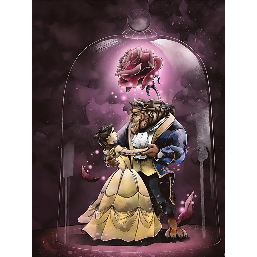 

Disney Diamond Painting 5D Belle and The Beast Romantic Fan Art Illustration Cartoon Movie Cross Stitch Embroidery Handmade Gift Home Decoration Round 20x30cm