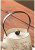 Wisteria Flower Handle Ru Kiln Ceramic Teapot & Teacup Set - Gongfu Style