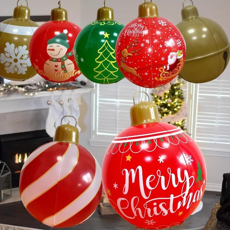 Festive Inflatable Christmas Ball Large Outdoor Holiday Decoration Blow Up Durable Lightweight Ornament for Christmas Party Yard