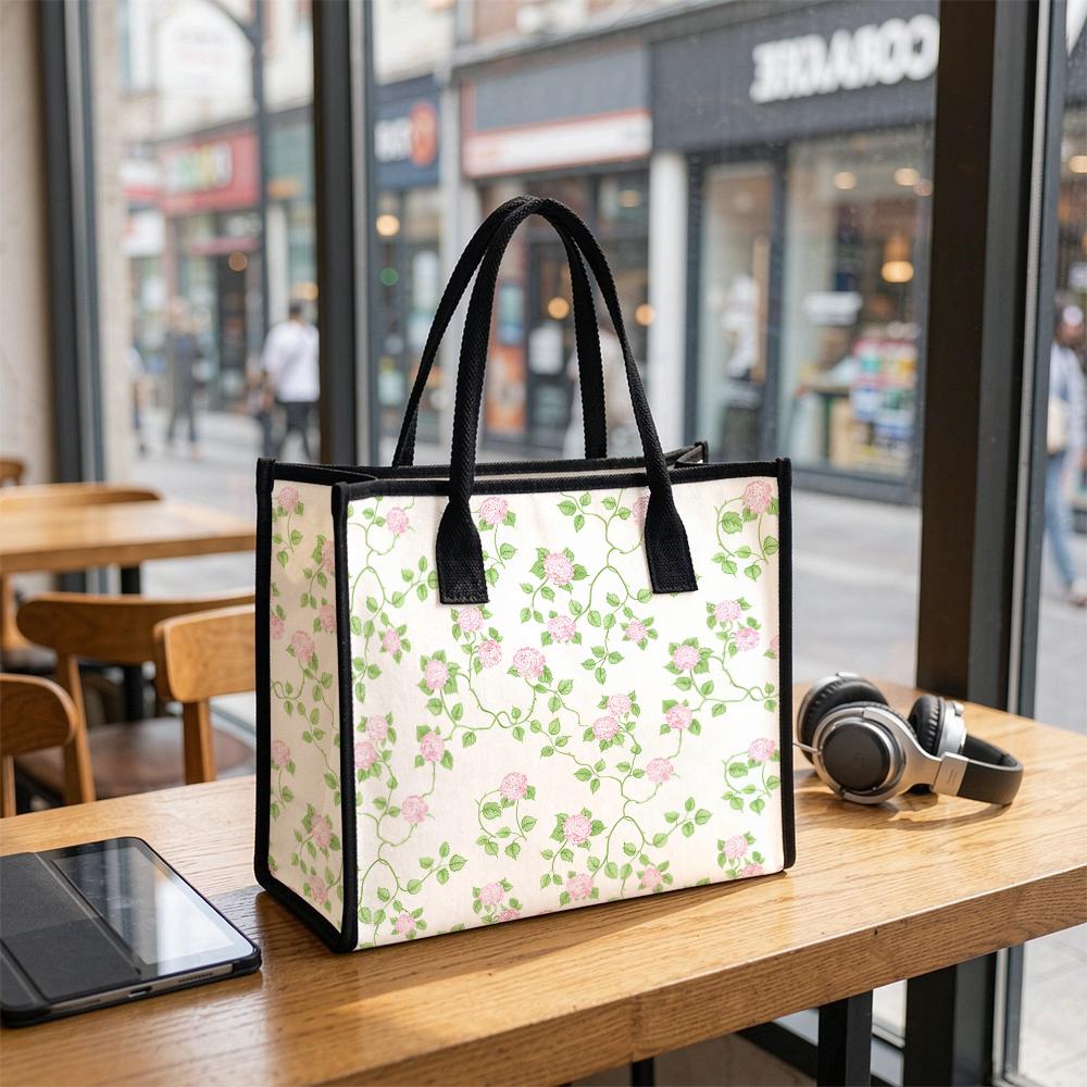 Floral Tote Bag Casual Large Capacity Reusable Daily Shopping Shoulder Bag for Women