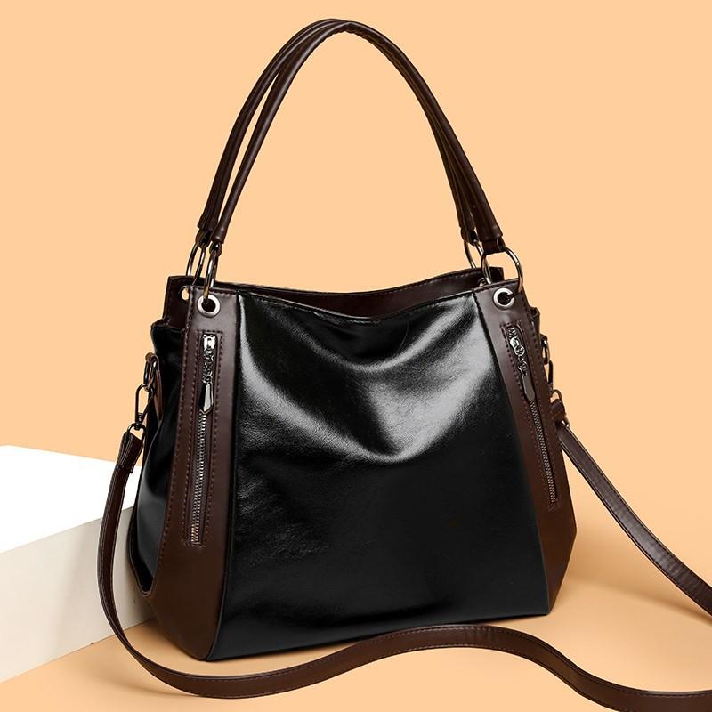 Elegancka torba typu tote z PU dla kobiet – Klasyczna torebka z bocznymi kieszeniami na podwójny zamek i regulowanym paskiem na ramię, Idealna do pracy i na co dzień