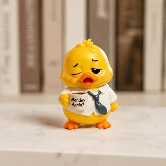 Creative Desktop Accessory Emotional Support Duck Figurine, Resin Yellow Ornament, Decorative Craft for Office Cute Statue Home Desk Decor Figurine