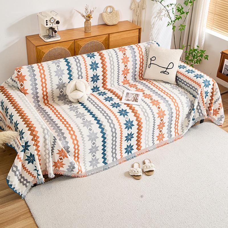 Bohemian Diamond Star Printed Sofa Towel Soft Double Face Usable Sofa Cover For Pets Anti-Scratch Anti-Dirt Furniture Protector
