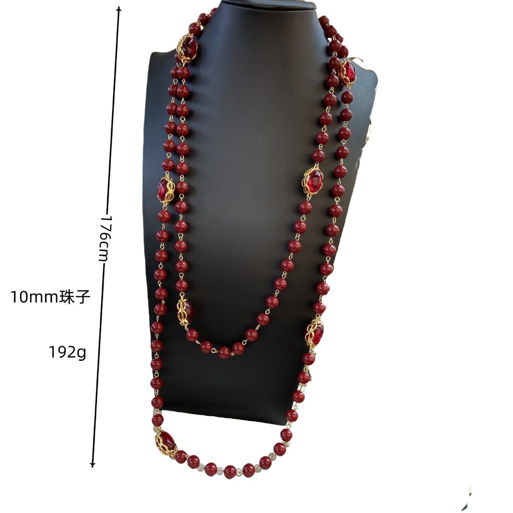 10Mm Beads Super Long Stacked With Glazed Necklace Long Light Luxury