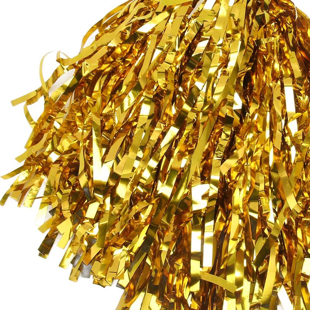20PCS Metallic Foil Cheerleading Pom Poms PET Sports Team Pom Poms For Stage Show