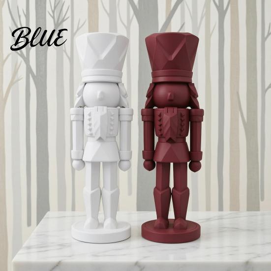 Modern Nutcracker Figure 3D Printed Soldier Statue Geometric Minimalist Figurine for Desk Luxury Home Tabletop Piece Shelf DIY Paintable Sculpture,