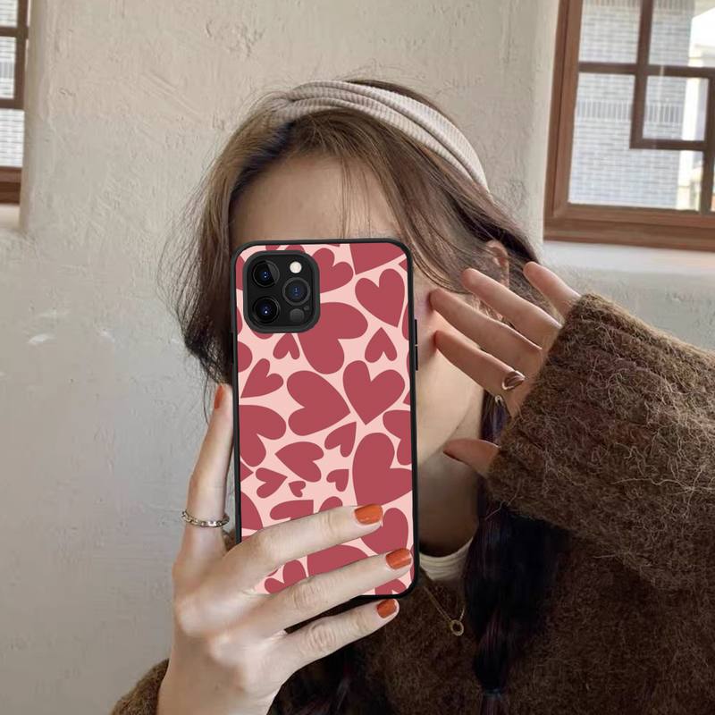 Cute Love Heart Phone Case for iPhone 11 12 13 Mini Pro Max 8 7 6 6S Plus X 5 SE 2020 XR XS Funda Case