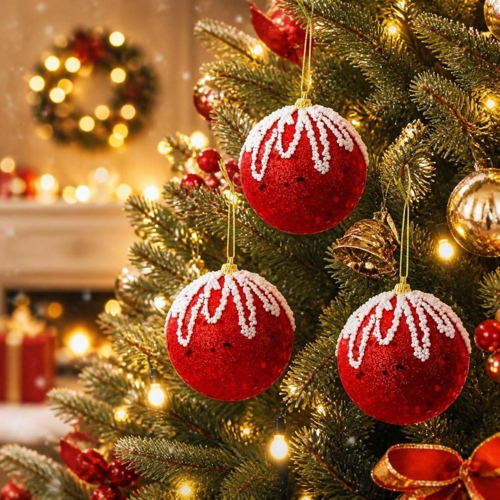 3Pcs/Set Creative Christmas Tree Balls 8CM Xmas Ornament Ball Durable Christmas Ball Home
