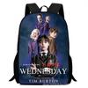 Wednesday 3 School Bag Printing Casual Multifunctional Cross-Border Backpack Straight Hair